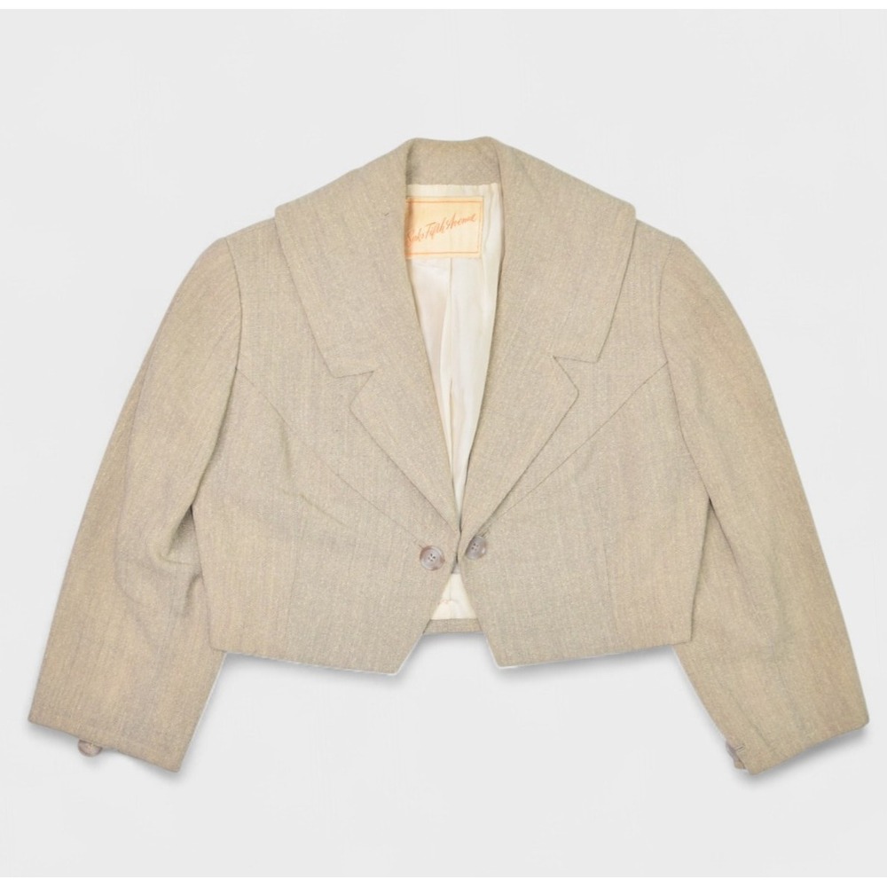 Vintage Saks Fifth Avenue Jacket Womens Small Wool Cropped Blazer Formal